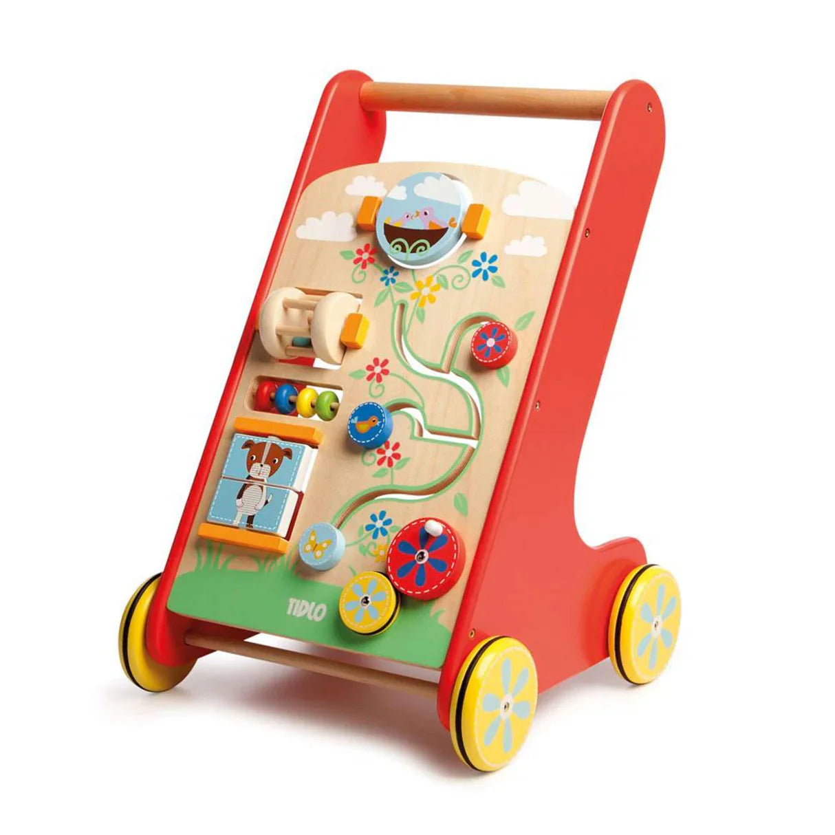 Baby Wooden Walker with Activity Board  Learning Push Toy